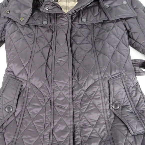 Burberry London Finsbridge Belted Quilted hooded Jacket Sz M EXCELLENT CONDITION - Picture 4 of 16